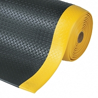 Protiúnavová průmyslová rohož s povrchem kotlářského plechu, černá / žlutá, 18,3 m